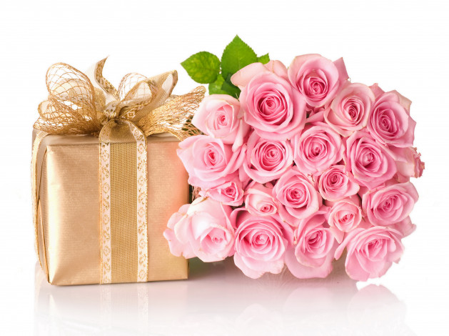 Обои картинки фото цветы, розы, подарок, бутоны, коробка