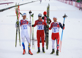 Картинка спорт лыжный+спорт снег зима олимпиада сочи лыжники улыбки трасса спортсмены лыжи