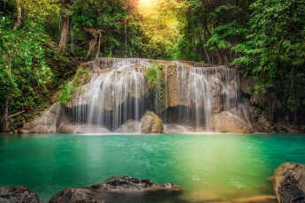 обоя природа, водопады, thailand, таиланд, лес, джунгли, река, водопад, каскад, поток, деревья, камни