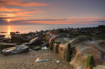 Картинка природа восходы закаты океан горизонт солнце камни