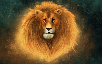 Картинка лев рисованные животные +львы зверь дикая кошка грива