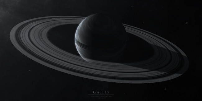 Обои картинки фото космос, сатурн, gailis, планета, кольца, темные, звёзды, пространство