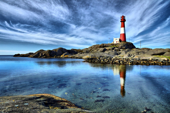 Обои картинки фото природа, маяки, океан, бухта, маяк, камни