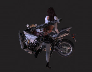 Картинка 3д+графика существа+ creatures девушка фон мотоцикл существо