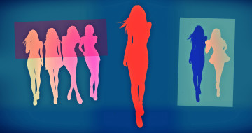 Картинка векторная+графика девушки+ girls силуэты форма цвет