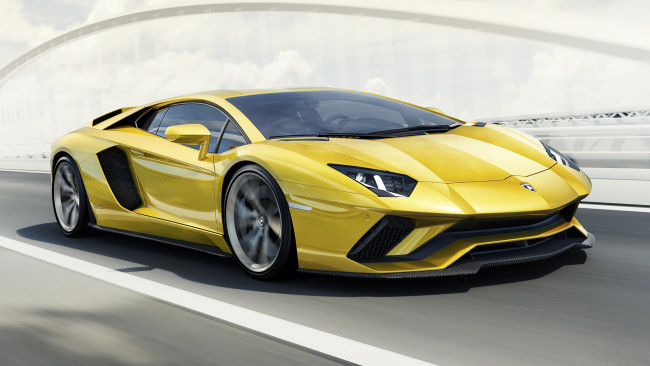 Обои картинки фото lamborghini aventador s 2017, автомобили, lamborghini, aventador, жёлтая, 2017, s