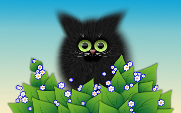 Картинка векторная+графика животные+ animals цветы кот