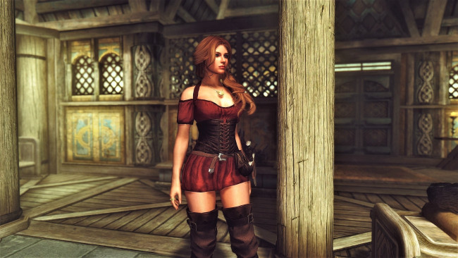Обои картинки фото видео игры, the elder scrolls v,  skyrim, девушка, наряд