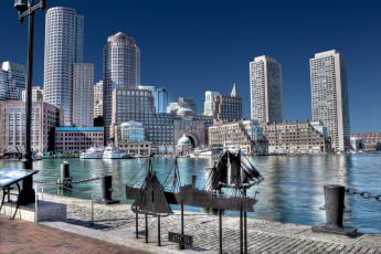 Картинка бостон сша города улицы площади набережные причал небоскрёбы здания гавань boston