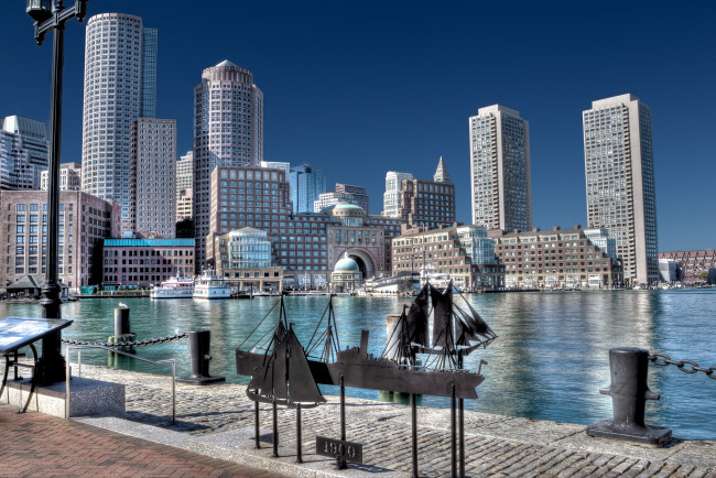 Обои картинки фото бостон, сша, города, улицы, площади, набережные, причал, небоскрёбы, здания, гавань, boston