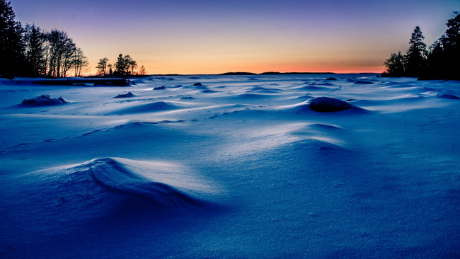 Обои картинки фото sweden, природа, зима, швеция, снег, лёд, закат
