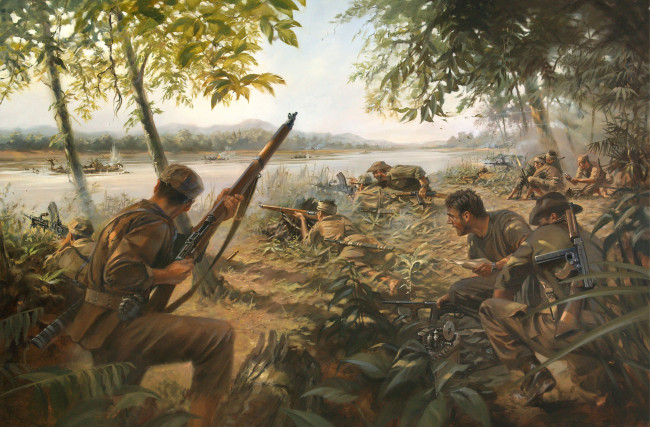 Обои картинки фото рисованные, армия, война, солдаты, оружие