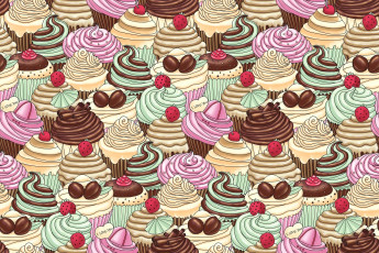 обоя векторная графика, сладости, пирожные, кексы, фон, десерты, текстура