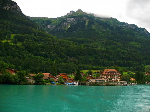 Обои картинки фото iseltwald швейцария, города, - пейзажи, iseltwald, швейцария, дома, озеро