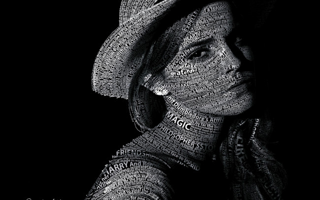 Обои картинки фото разное, компьютерный дизайн, эмма, уотсон, portrait, текст, text, emma, watson, typography