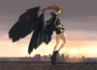Картинка фэнтези ангелы крылья фон девушка