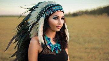 Картинка разное маски +карнавальные+костюмы перья индианка девушка дикий запад брюнетка