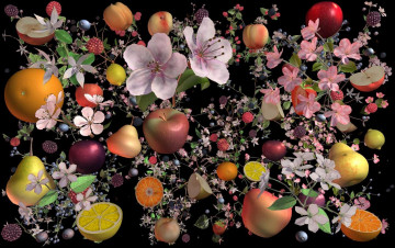 Картинка разное компьютерный+дизайн цветы фрукты