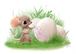Картинка рисованное праздники детская sydney hanson арт праздник пасха яйцо мышка мазанка
