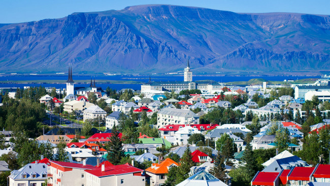 Обои картинки фото города, рейкьявик , исландия, панорама