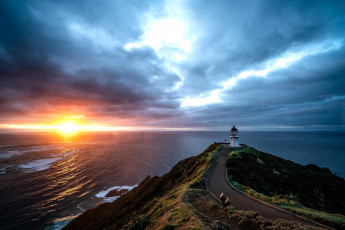 обоя cape reinga lighthouse, new zealand, природа, маяки, cape, reinga, lighthouse, new, zealand