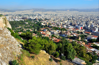 Картинка города афины греция панорама здания