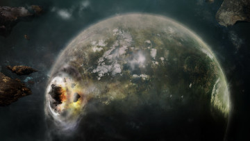 Картинка космос арт планета столкновения