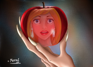 обоя мультфильмы, unknown, разное, яблоко, лицо