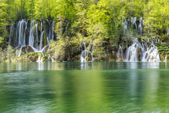 обоя природа, водопады, хорватия, лес, озеро