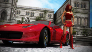 Картинка автомобили 3d+car&girl автомобиль фон взгляд девушка