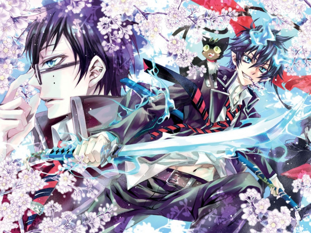 Обои картинки фото аниме, ao no exorcist, юкио, рин