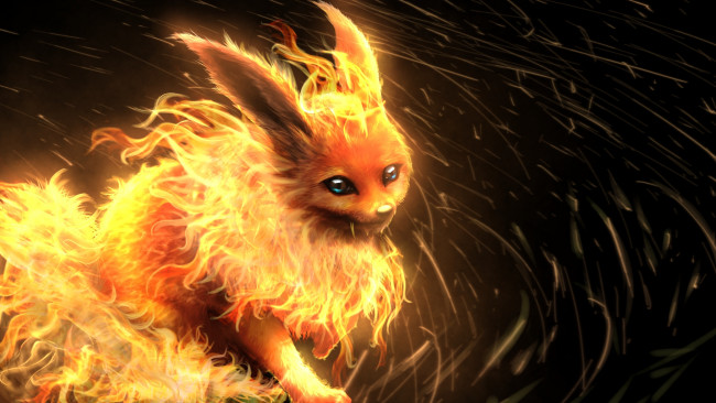 Обои картинки фото аниме, pokemon, flareon