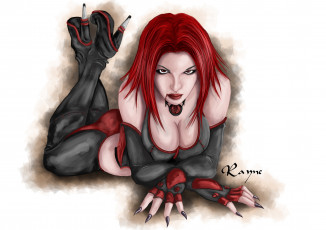 Картинка рисованное комиксы взгляд фон кровь девушка униформа bloodrayne