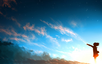 Картинка аниме kyoukai+no+kanata небо