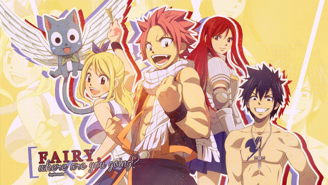 Обои картинки фото аниме, fairy tail, хвост, феи