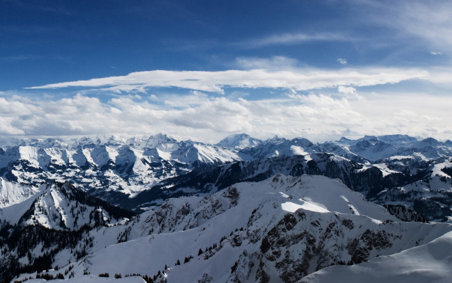 Обои картинки фото природа, горы, снег, альпы, небо