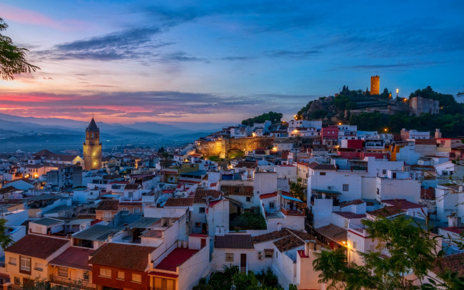 Обои картинки фото малага, андалусия, испания, города, - огни ночного города