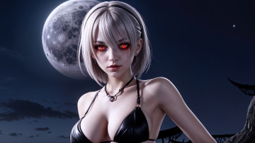 обоя vampire girl art 04 by biovolkvk, 3д графика, фантазия , fantasy, vampire, girl, horror, hd, dark, art, undead, biovolkvk