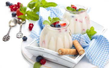 обоя еда, мороженое,  десерты, мята, десерт, ягоды
