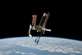 Картинка мкс шаттл космос космические корабли станции