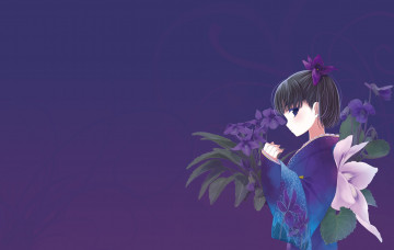 обоя аниме, *unknown, другое, цветы, девушка