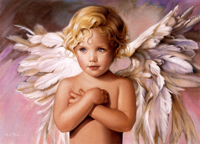 Обои картинки фото фэнтези, ангелы, милый, ангел, ребенок