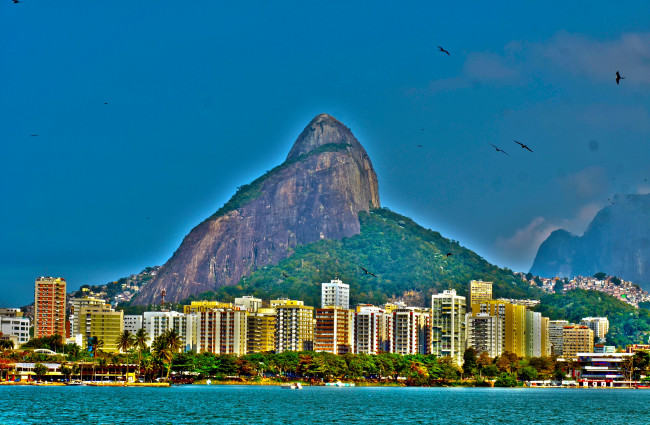 Обои картинки фото города, рио, де, жанейро, бразилия, гора, океан, здания