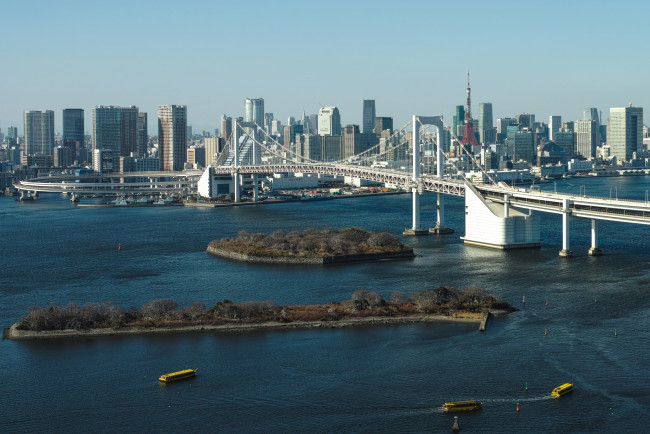 Обои картинки фото города, токио, Япония, мост, небоскребы