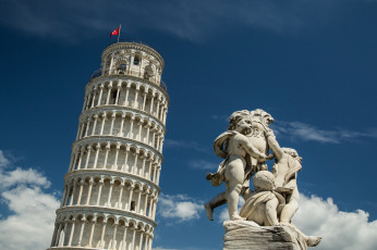 Картинка города пиза+ италия статуя башня пиза