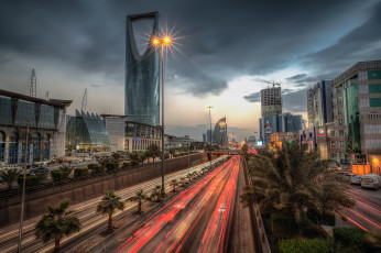 обоя riyadh,  saudi arabia, города, - столицы государств, небоскребы, огни, город, магистраль