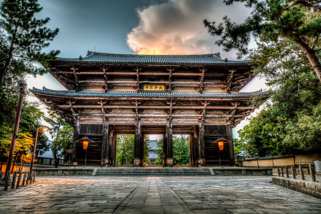 Обои картинки фото todaiji temple - nara prefecture,  japan, города, - буддийские и другие храмы, ворота, парк
