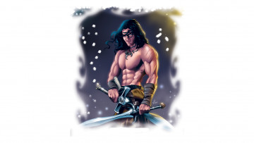 Картинка рисованное комиксы фон взгляд меч мужчина