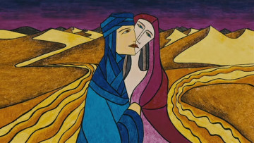 Картинка рисованное живопись пустыня араб девушка