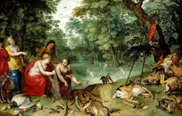 Картинка рисованное живопись Ян брейгель младший картина диана и нимфы после охоты